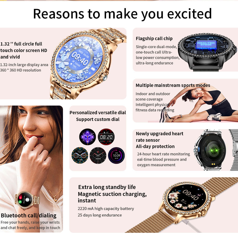 696 New Blue Tooth Call Women  - Watches Ladies Smartwatch review and price